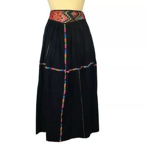 Vintage Boho Maxi Skirt Peasant Hippie Embroidered